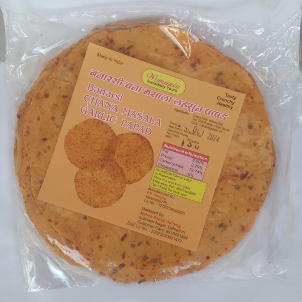 Chana Masala Garlic Papad