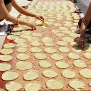 Homemade papad made by women